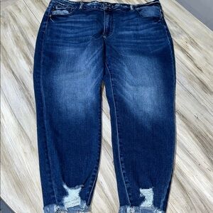 Kancan Plus Size Skinny Curvy High Rise Frayed Hem Jeans Size 22